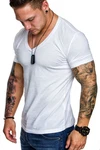 Amaci&Sons T-Shirt EUGENE Basic T-Shirt mit V-Ausschnitt Herren einfarbig