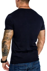 Amaci&Sons T-Shirt EUGENE Basic T-Shirt mit V-Ausschnitt Herren Dunkelblau/Hellblau