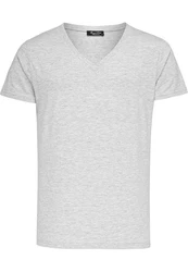 Amaci&Sons T-Shirt EUGENE Basic T-Shirt mit V-Ausschnitt Herren Grau/Hellgrau