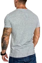 Amaci&Sons T-Shirt EUGENE Basic T-Shirt mit V-Ausschnitt Herren Grau/Hellgrau