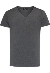 Amaci&Sons T-Shirt EUGENE Basic T-Shirt mit V-Ausschnitt Herren Dunkelgrau/Hellgrau/Grau