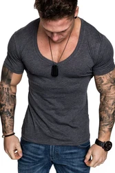 Amaci&Sons T-Shirt EUGENE Basic T-Shirt mit V-Ausschnitt Herren Dunkelgrau/Hellgrau/Grau