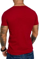 Amaci&Sons T-Shirt EUGENE Basic T-Shirt mit V-Ausschnitt Herren Rot/Dunkelrot
