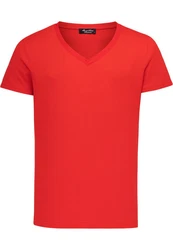Amaci&Sons T-Shirt EUGENE Basic T-Shirt mit V-Ausschnitt Herren Rot/Dunkelrot