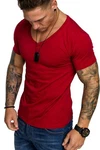 Amaci&Sons T-Shirt EUGENE Basic T-Shirt mit V-Ausschnitt Herren Rot/Dunkelrot