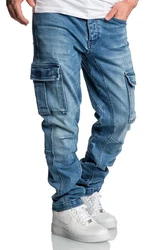 Amaci&Sons Herren Cargo Jeans Regular Slim Destroyed 7977 Blau/Hellblau