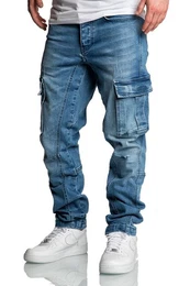Straight-Jeans CARY Jeans Regular Slim Herren Regular Fit Cargo Denim Jeans Hose