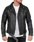 Reichstadt Bikerjacke Biker Style RS003 Schwarz/Silber (RS003)