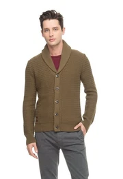 Sweater Cardigan Herren CLEMANC 1922-35004 Grn Olive 5031