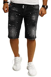 Jeansshorts 5 Pocket Jeans short Blue mit Farbspritzern