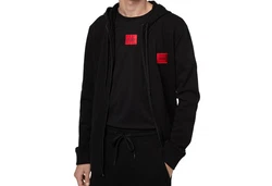 HUGO Sweatjacke Daple Schwarz/Rosa/Rot