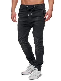 Straight-Jeans 16505 Sweat Hose im Biker-Look & Jogger-Stil