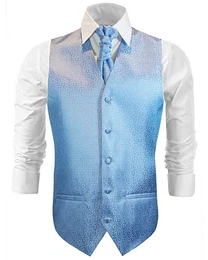 Anzugweste Herren Hochzeitsweste mit Plastron Set 2tlg wei blau (Set, 2-tlg., mit Weste und Plastron) hellblau V2133, Gr. 48 (XS)