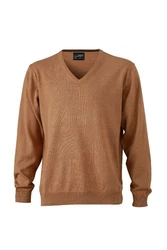 James & Nicholson Strickpullover JN 659 Herren V-Neck Pullover Braun/Orange