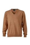 James & Nicholson Strickpullover JN 659 Herren V-Neck Pullover Braun/Orange