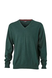 James & Nicholson Strickpullover JN 659 Herren V-Neck Pullover Dunkelgrün/Grün