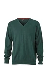 James & Nicholson Strickpullover JN 659 Herren V-Neck Pullover Dunkelgrün/Grün