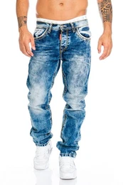 Regular-fit-Jeans Jeans Hose mit dicken Nhten Stylische Design mit dicken Kontrastnhten