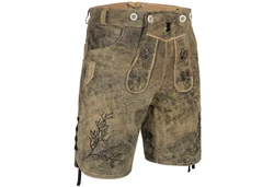 PAULGOS Trachtenhose Lederhose Kurz mit Trägern (HK3) HK3 ANTIK