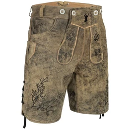 Trachtenhose Herren Lederhose Kurz mit Trgern 100% Echtleder - HK3 ANTIK