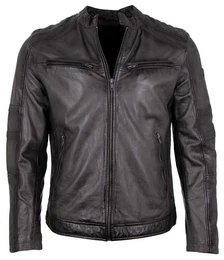 Lederjacke - Herren Lederjacke Lammnappa grau anthrazit