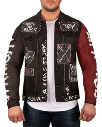 Jeansjacke BA-CJ248 (1-St) im aufflligen Design mit Nieten und Zippern