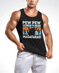 MoonWorks Tanktop Herren Pew Pew Madafakas Katze Cat Crazy Lustig Rosa/Braun/Rot/Türkis
