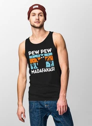 MoonWorks Tanktop Herren Pew Pew Madafakas Katze Cat Crazy Lustig Rosa/Braun/Rot/Türkis