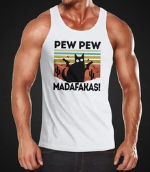 MoonWorks Tanktop Herren Pew Pew Madafakas!  schwarz