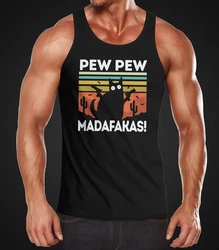 MoonWorks Tanktop Herren Pew Pew Madafakas!  schwarz