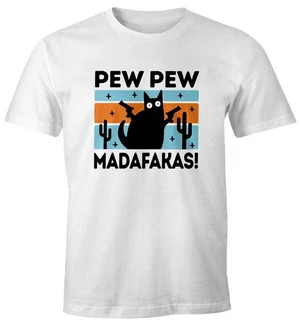 MoonWorks Print-Shirt Herren T-Shirt Pew Pew Madafakas Katze Fun-Shirt Spruch Beige/Creme/Braun/Rot/Türkis/Weiß MoonWorks Print-Shirt Herren T-Shirt Pew Pew Madafakas Katze Fun-Shirt Spruch Beige/Creme/Braun/Rot/Türkis/Weiß