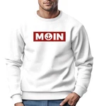 Neverless Sweatshirt Herren Moin norddeutsch Morgen Anker Rundhals-Pullover Beige/Dunkelrot