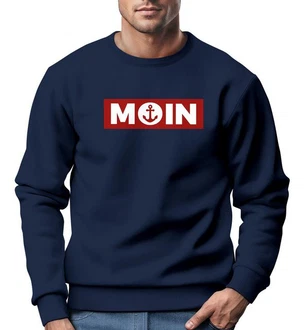 Neverless Sweatshirt Herren Moin norddeutsch Morgen Anker Rundhals-Pullover Hellblau/Dunkelblau/Beige Neverless Sweatshirt Herren Moin norddeutsch Morgen Anker Rundhals-Pullover Hellblau/Dunkelblau/Beige