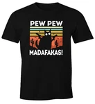 MoonWorks Print-Shirt Herren T-Shirt Pew Pew Madafakas! schwarz