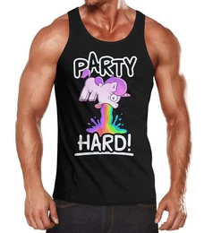 Tanktop Herren Tanktop Party Hard kotzendes Einhorn Feiern Saufen Fun-Shirt mit Print