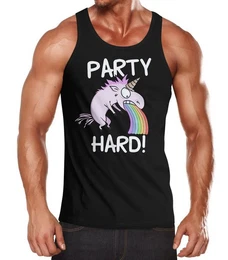 Tanktop Herren Tanktop Party Hard kotzendes Einhorn Feiern Saufen Fun-Shirt mit Print