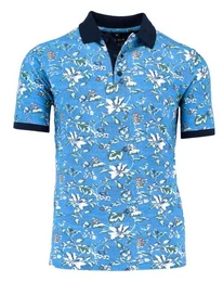 Poloshirt Poloshirt - Piqu - Florales Muster - Dunkelblau
