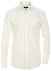 CASAMODA Langarmhemd Festliches Hochzeitshemd Herren Kentkragen Uni Umschlagmanschette Regular Fit elfenbein (HL2, 46)