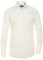 CASAMODA Langarmhemd Festliches Hochzeitshemd Herren Kentkragen Uni Umschlagmanschette Regular Fit elfenbein (HL2, 46)