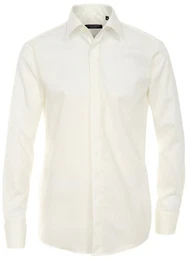 Langarmhemd Festliches Hochzeitshemd Herren Hemd (1-tlg) Langarm Kentkragen Uni Umschlagmanschette regular fit, ivory HL2, 46