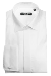 CASAMODA Langarmhemd Festliches Hochzeitshemd Herren Kentkragen Uni Umschlagmanschette Regular Fit weiß (HL8)