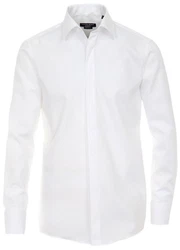 CASAMODA Langarmhemd Festliches Hochzeitshemd Herren Kentkragen Uni Umschlagmanschette Regular Fit weiß (HL8)
