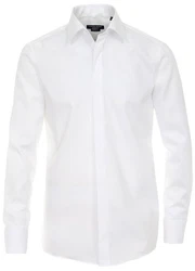 CASAMODA Langarmhemd Festliches Hochzeitshemd Herren Kentkragen Uni Umschlagmanschette Regular Fit weiß (HL8)