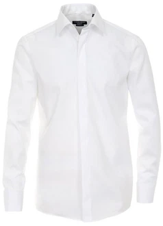 CASAMODA Langarmhemd Festliches Hochzeitshemd Herren Kentkragen Uni Umschlagmanschette Regular Fit weiß (HL8)