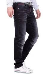 Cipo & Baxx Slim-fit-Jeans stonewashed Denim Hose BA-CD699 Schwarz