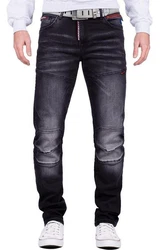Cipo & Baxx Slim-fit-Jeans stonewashed Denim Hose BA-CD699 Schwarz