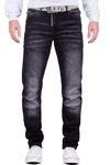 Cipo & Baxx Slim-fit-Jeans stonewashed Denim Hose BA-CD699 stonewashed/rot