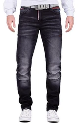Cipo & Baxx Slim-fit-Jeans stonewashed Denim Hose BA-CD699 Schwarz