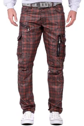 Regular-fit-Jeans Cargo Hose BA-CD721 Rot W38/L32 (1-tlg) mit Zippern im Lederimitat