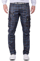 Regular-fit-Jeans Cargo Hose BA-CD721 Blau W42/L32 (1-tlg) mit Zippern im Lederimitat